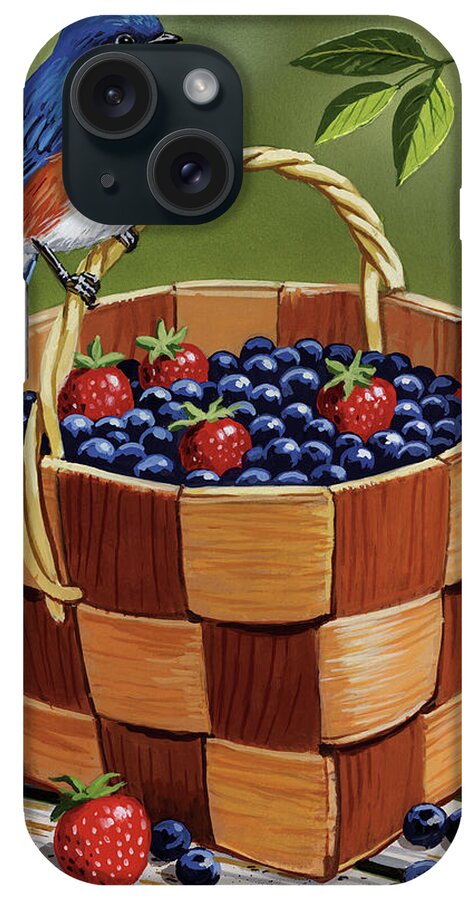 Bird iPhone Case featuring the painting Blueberry Basket by William Vanderdasson