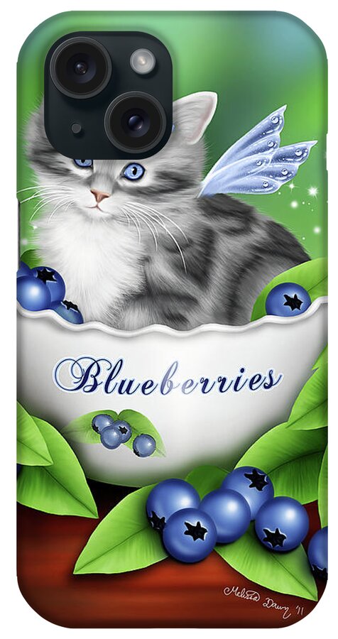 Kitten iPhone Case featuring the digital art Blueberry Kitten by Melissa Dawn