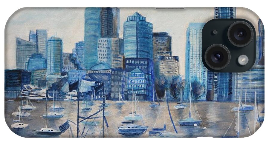 Boston iPhone Case featuring the painting Bluecode Boston by C E Dill