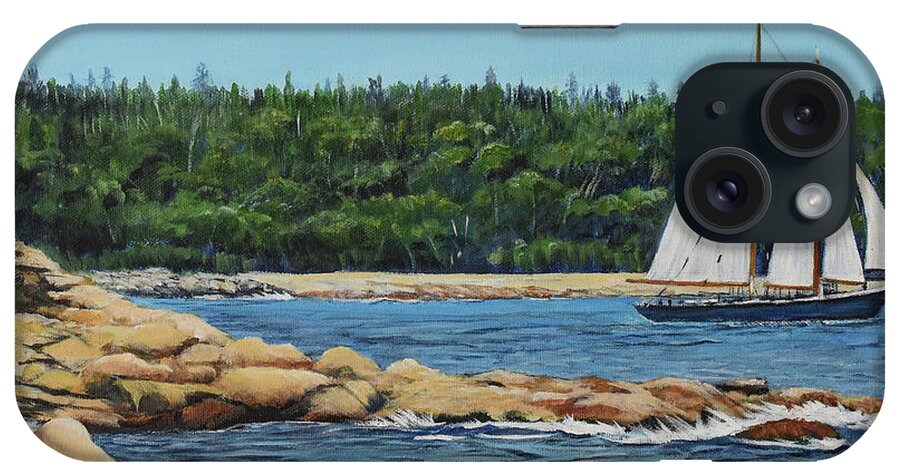 Schooner iPhone Case featuring the painting Bluenose II Sailing by Marilyn McNish