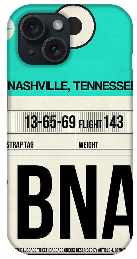Vacation iPhone Case featuring the digital art BNA Nashville Luggage Tag II by Naxart Studio