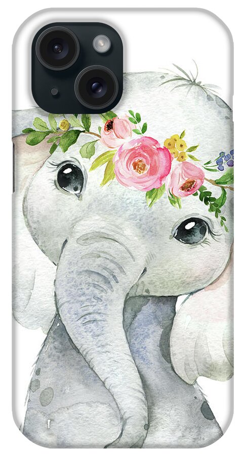 Elephant iPhone Case featuring the digital art Boho Elephant by Pink Forest Cafe
