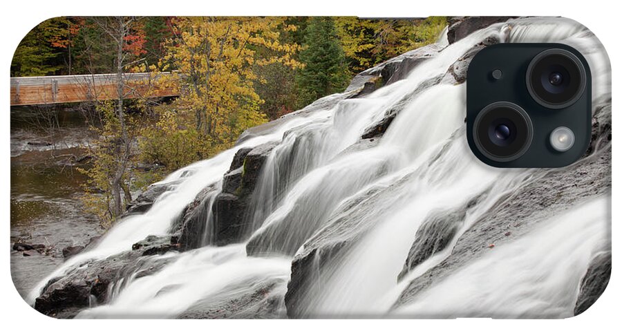 Bond Falls Cascades In Autumn - Bruce Crossing iPhone Case featuring the photograph Bond Falls Cascades In Autumn - Bruce Crossing, Michigan '09 - Color by Monte Nagler