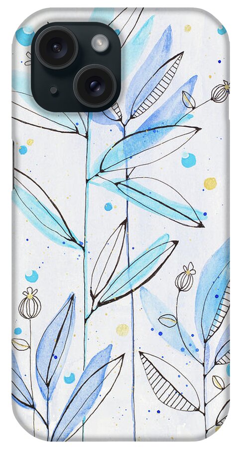 Botanical iPhone Case featuring the painting Botanical Stamp I by Krinlox