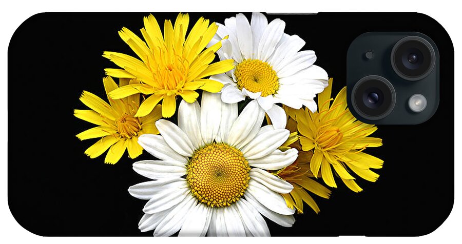 Close Up iPhone Case featuring the photograph bouquet Ox-eye Daisy and Seaside Dandelion by Robert C Paulson Jr