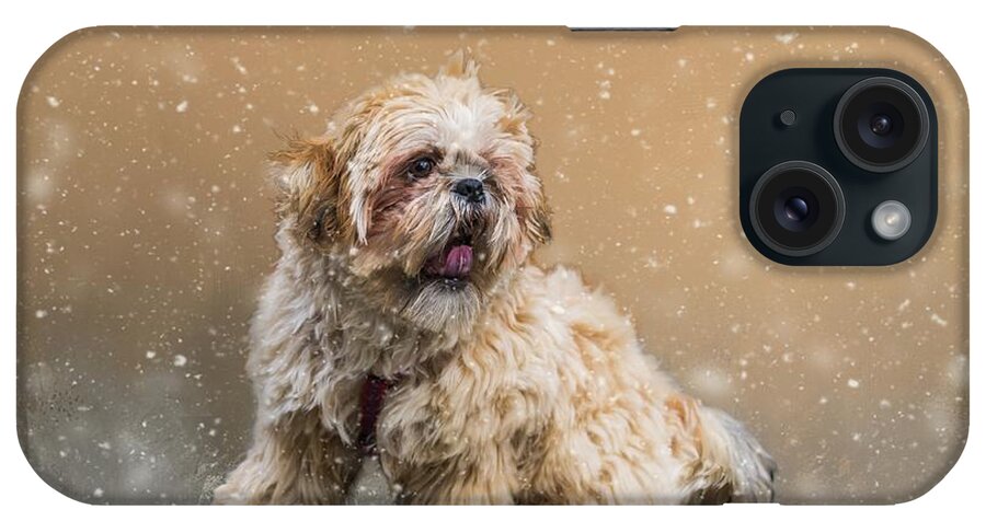 Bowie iPhone Case featuring the mixed media Bowie's First Snow by Eva Lechner