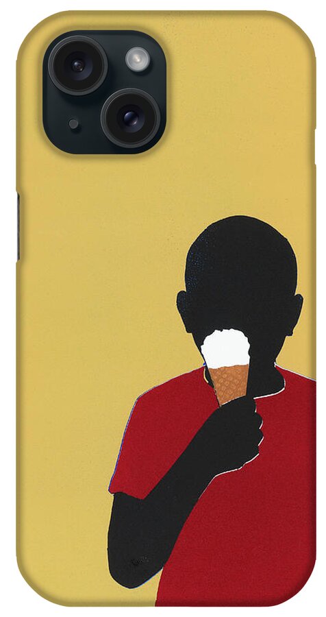 Holding iPhone Case featuring the digital art Boy Eating Ice Cream Cone by Amy Devoogd