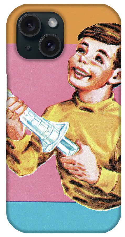 Boy iPhone Case featuring the drawing Boy Holding Syringe by CSA Images