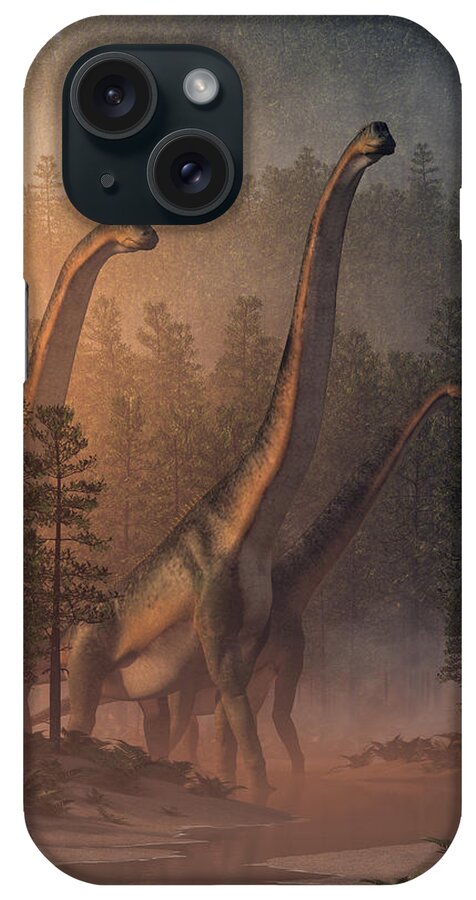 Brachiosaurus iPhone Case featuring the digital art Brachiosaurus Valley by Daniel Eskridge
