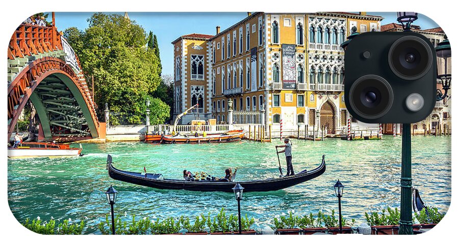 Estock iPhone Case featuring the digital art Bridge & Gondola, Venice Italy by Lumiere