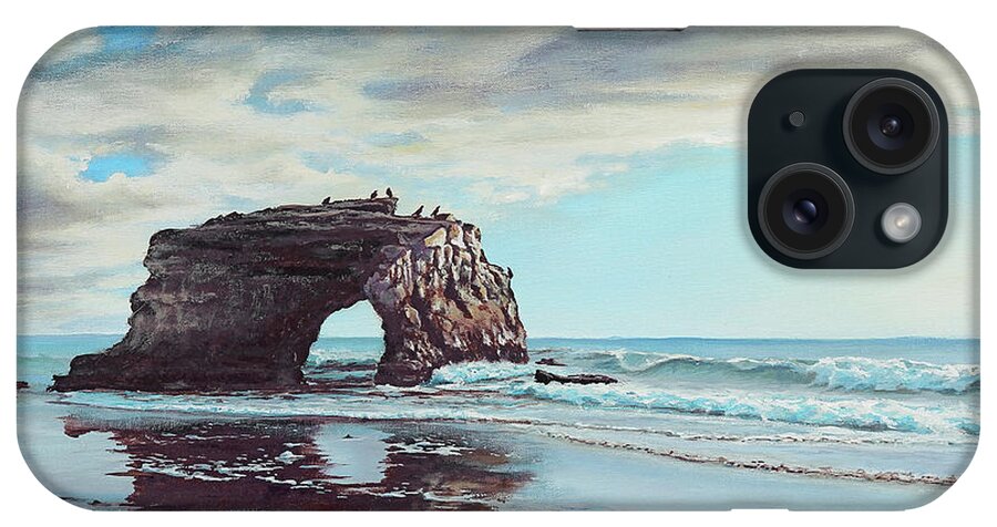 Seascape Painting iPhone Case featuring the painting Bridge Rock by Joe Mandrick