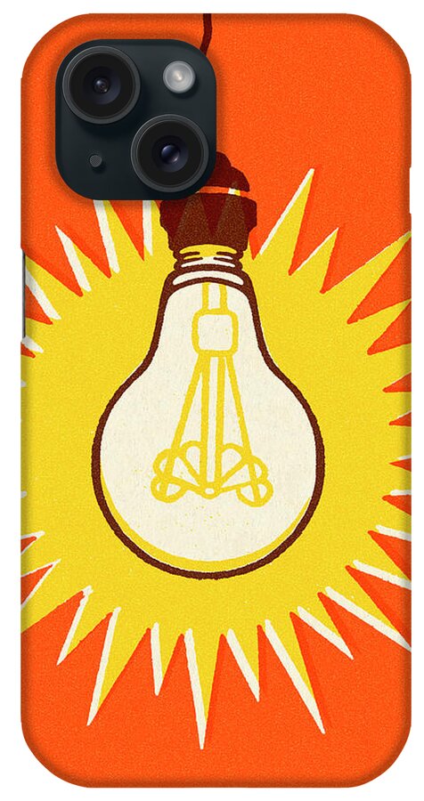 Bright iPhone Case featuring the drawing Bright Lightbulb by CSA Images