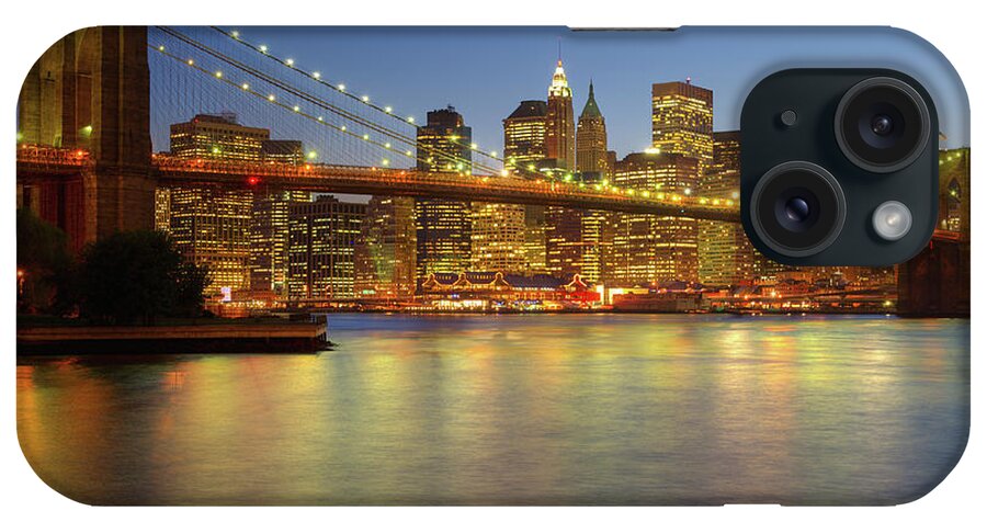 Scenics iPhone Case featuring the photograph Brooklyn Bridge And New York City by Daniel Grill