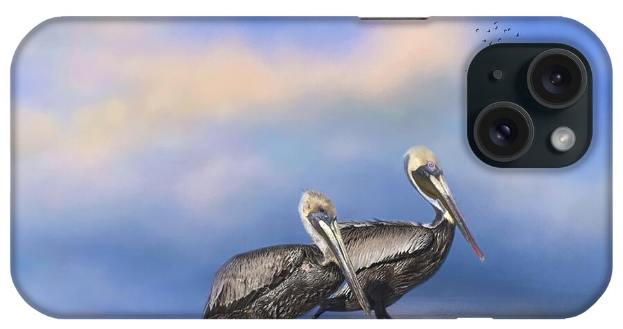 Pelican iPhone Case featuring the photograph Brown Pelicans at the Shore by Kim Hojnacki