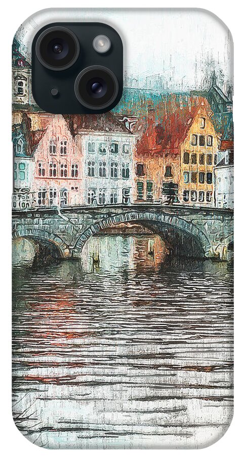 Belgium iPhone Case featuring the painting Bruges, Belgium - 02 by AM FineArtPrints