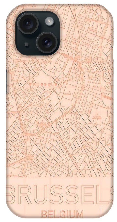 Brussels iPhone Case featuring the digital art Brussels Blueprint City Map by HELGE Art Gallery