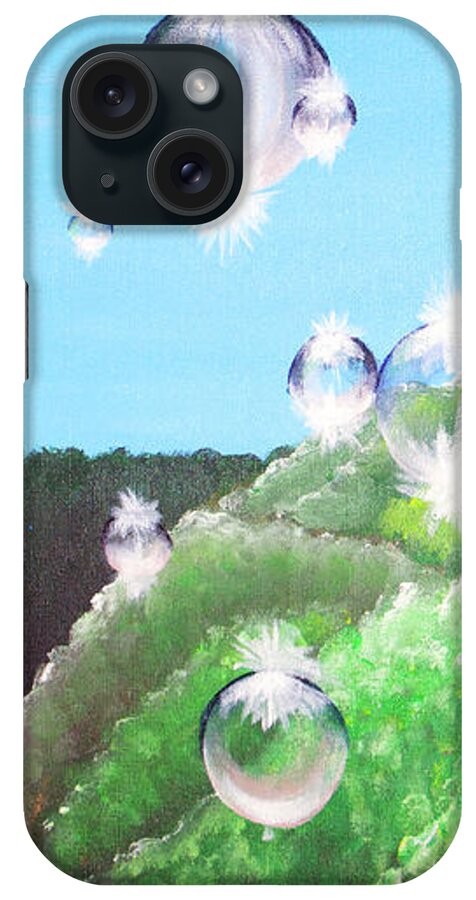 Blue iPhone Case featuring the painting Bubbles 2 by Medea Ioseliani