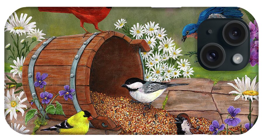 Bucket Birds iPhone Case featuring the painting Bucket Birds by Kathy Kehoe Bambeck