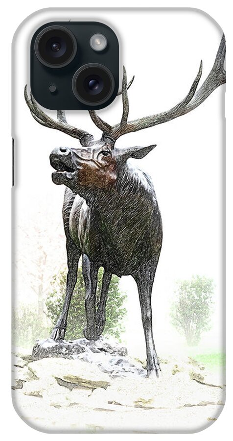 Elk iPhone Case featuring the mixed media Bull Elk by Christina Rollo
