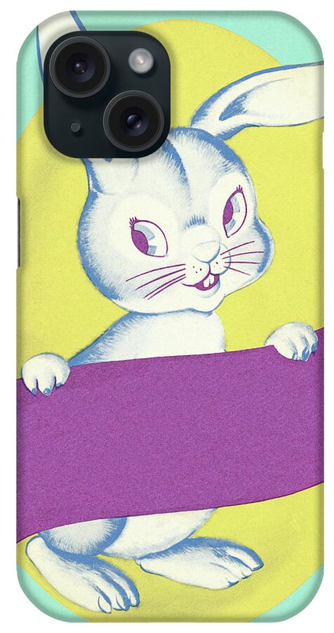Animal iPhone Case featuring the drawing Bunny Holding Blank Banner by CSA Images