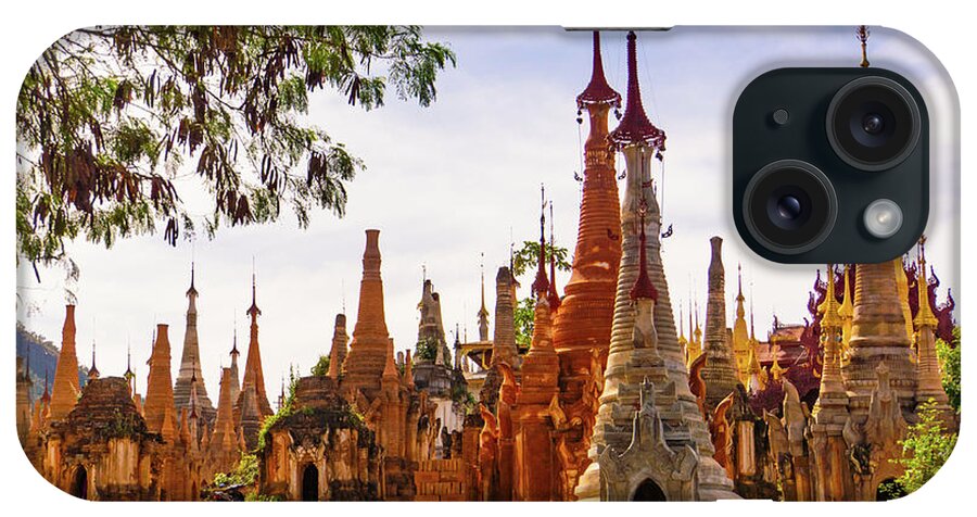 Stupa iPhone Case featuring the photograph Burmese stupas in Indein,lake Inle, Myanmar by Ann Moore