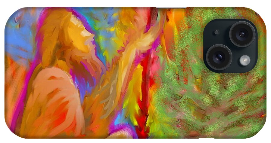 Yhwh iPhone Case featuring the painting Burning Bush of YHWH by Hidden Mountain