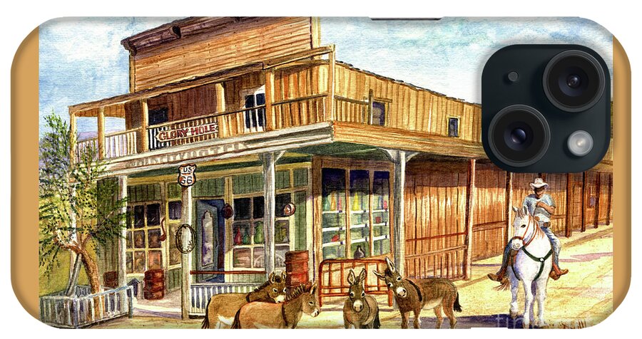 Oatman iPhone Case featuring the painting Burros Are Back In Town by Marilyn Smith