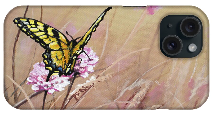 Butterfly iPhone Case featuring the painting Butterfly Meadow - Part 1 by Joe Mandrick