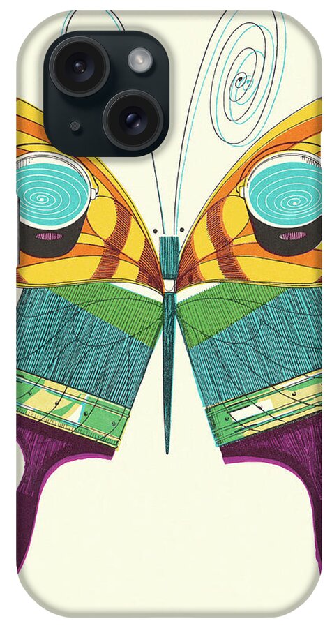 Animal iPhone Case featuring the drawing Butterfly Paintbrush by CSA Images