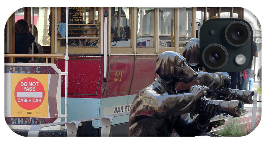 Digital iPhone Case featuring the photograph Cable Car and Paparazzi Dogs 2 by Dragan Kudjerski