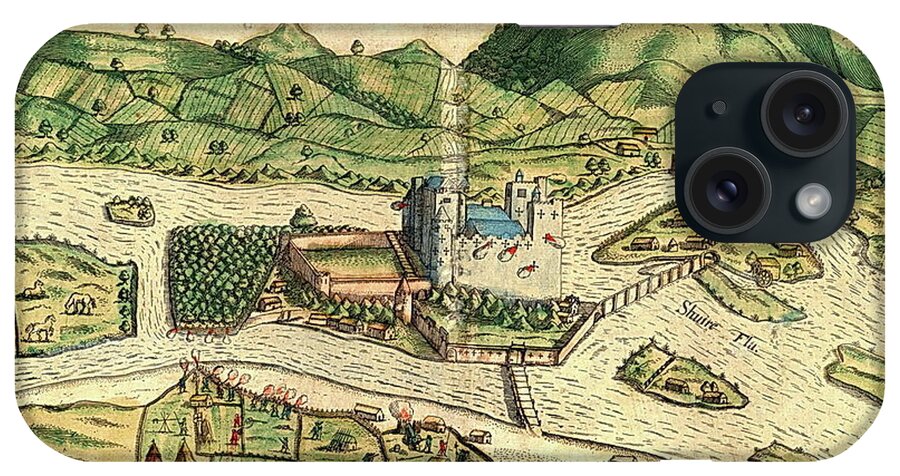 Maps iPhone Case featuring the painting Cahir Castle 1599, Tipperary by Val Byrne