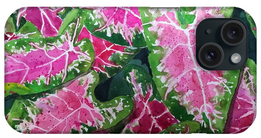 Caladiums iPhone Case featuring the painting Caladiums in Abundance by Ann Frederick
