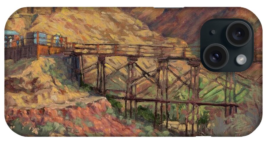 Calico Ghost Town iPhone Case featuring the painting Calico Trestle by Jane Thorpe