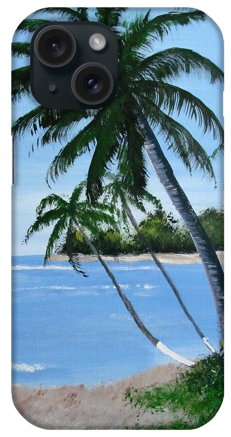 Island Palms iPhone Case featuring the painting Calm in the Palms by Luis F Rodriguez