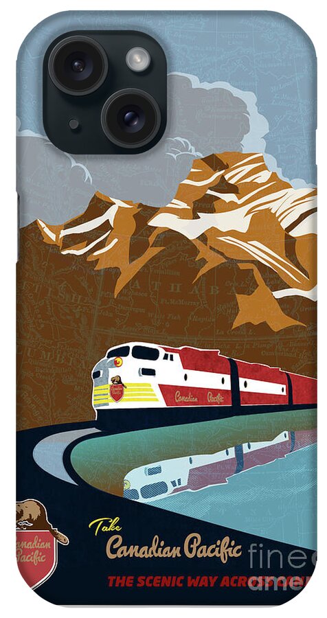 Travel Poster iPhone Case featuring the painting Canadian Pacific Rail Vintage Travel Poster by Sassan Filsoof