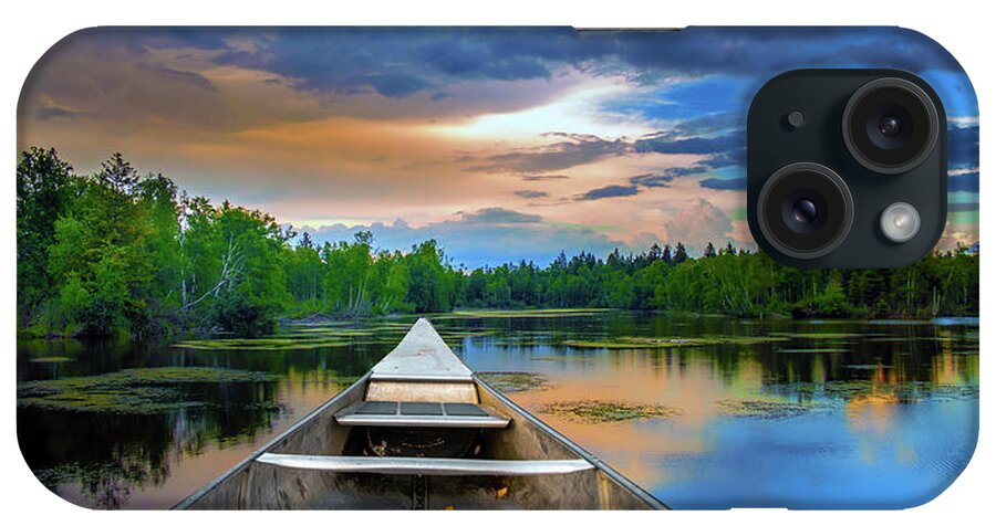 Canoe Time iPhone Case featuring the mixed media Canoe Time by Ata Alishahi
