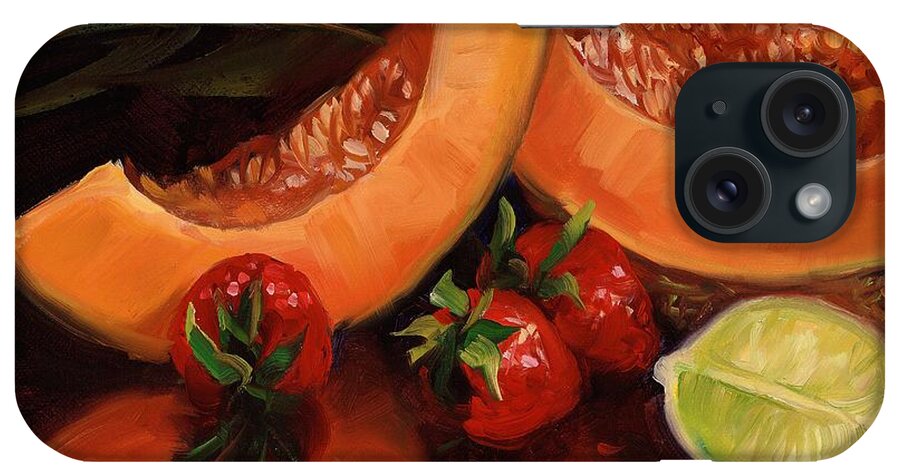 Cantaloupe iPhone Case featuring the painting Cantaloupe by Laurie Snow Hein