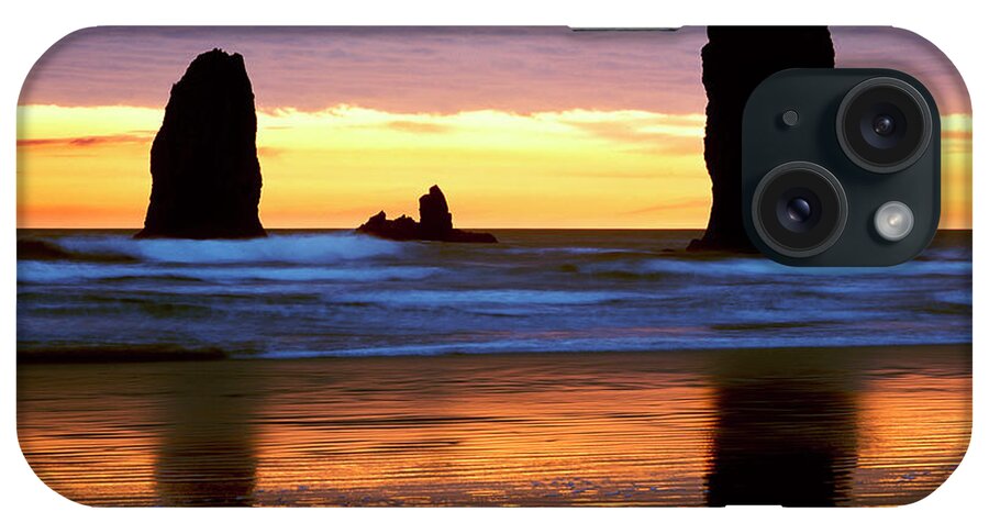 Canyon Beach Sunset iPhone Case featuring the photograph Canyon Beach Sunset, Cannon Beach, Oregon 02 - Color by Monte Nagler