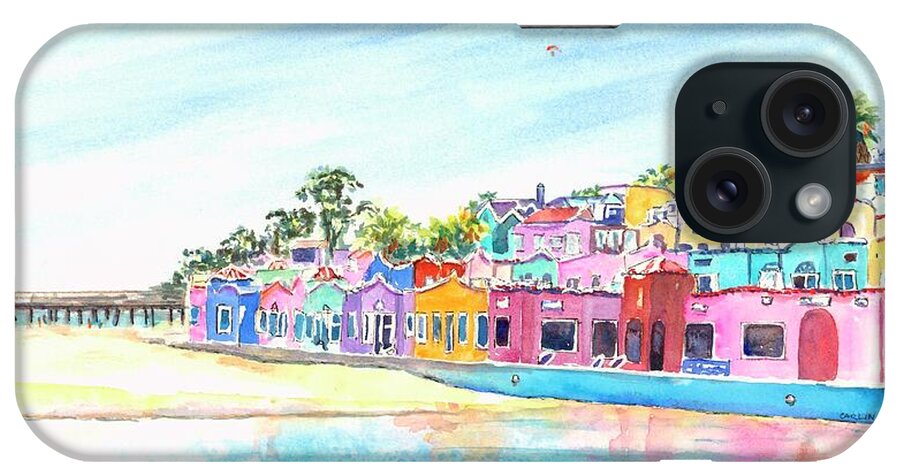 Capitola iPhone Case featuring the painting Capitola California Colorful Houses by Carlin Blahnik CarlinArtWatercolor