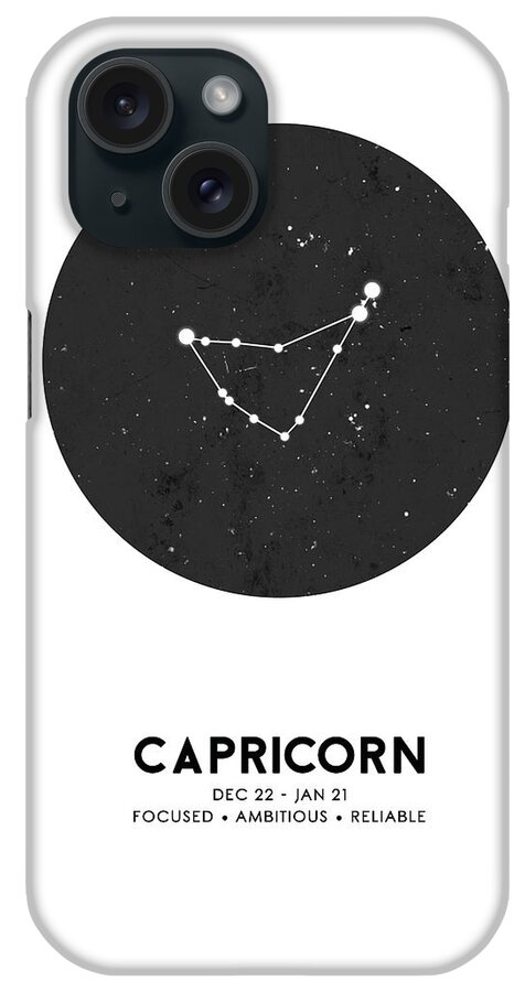 Capricorn iPhone Case featuring the mixed media Capricorn Poster - Zodiac Signs Print - Zodiac Posters - Capricorn Print - Night Sky - Stars by Studio Grafiikka