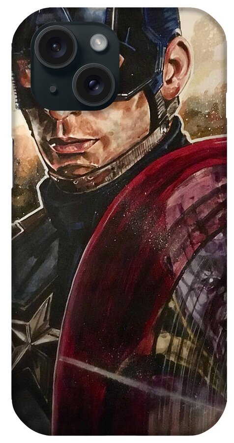 Captain America iPhone Case featuring the painting Captain America by Joel Tesch