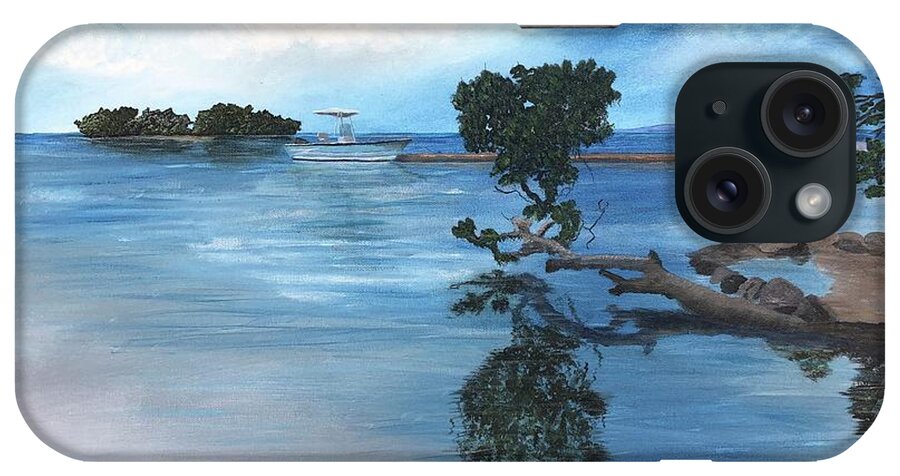 Seascape iPhone Case featuring the painting Caribbean Calm by Tony Rodriguez