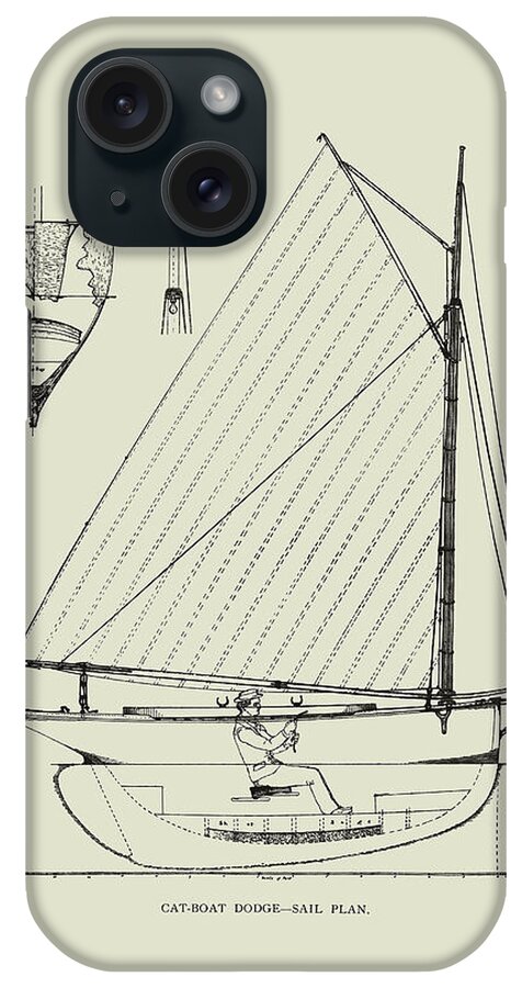 Drawing iPhone Case featuring the painting Cat-Boat Dodge by Charles P. Kunhardt