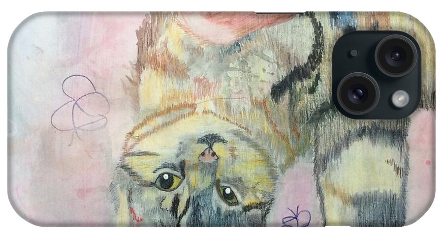 Playful Cat iPhone Case featuring the painting Playful Cat named Simba by AJ Brown