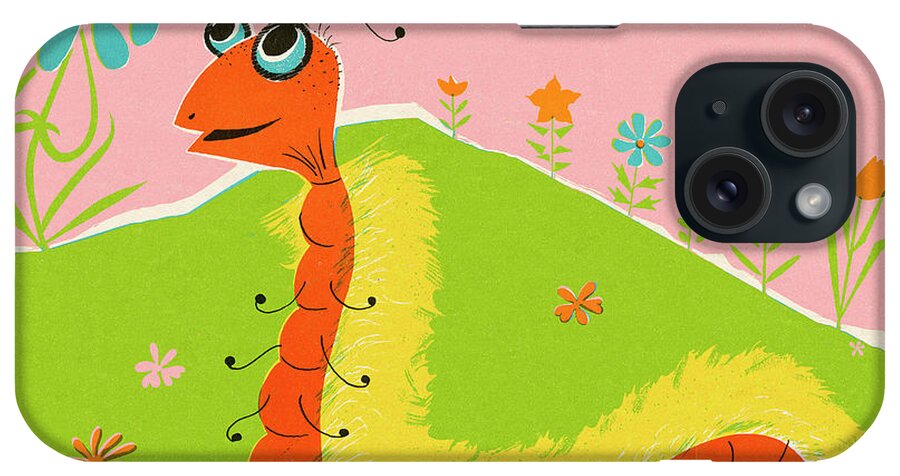 Bizarre iPhone Case featuring the drawing Caterpillar and Flowers by CSA Images