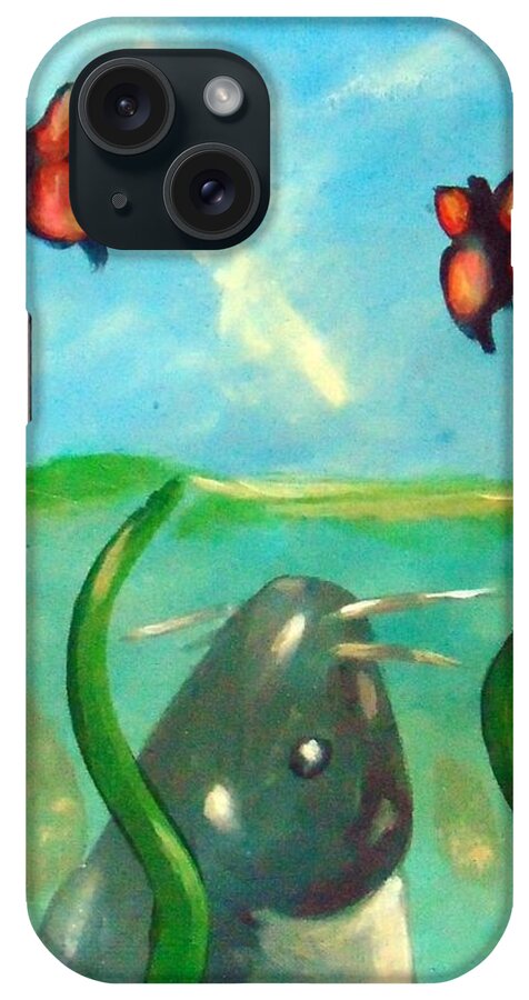 Catfish iPhone Case featuring the painting Catfish butterflies by Loretta Nash