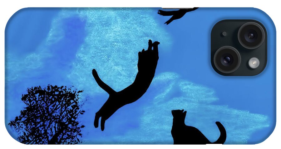 Cat iPhone Case featuring the drawing Cats - Playing by D Hackett