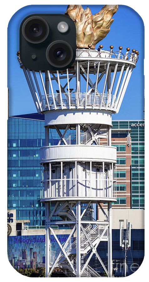 Centennial Olympic Torch Tower - Atlanta Ga 2 iPhone Case featuring the photograph Centennial Olympic Torch Tower - Atlanta GA 2 by Sanjeev Singhal
