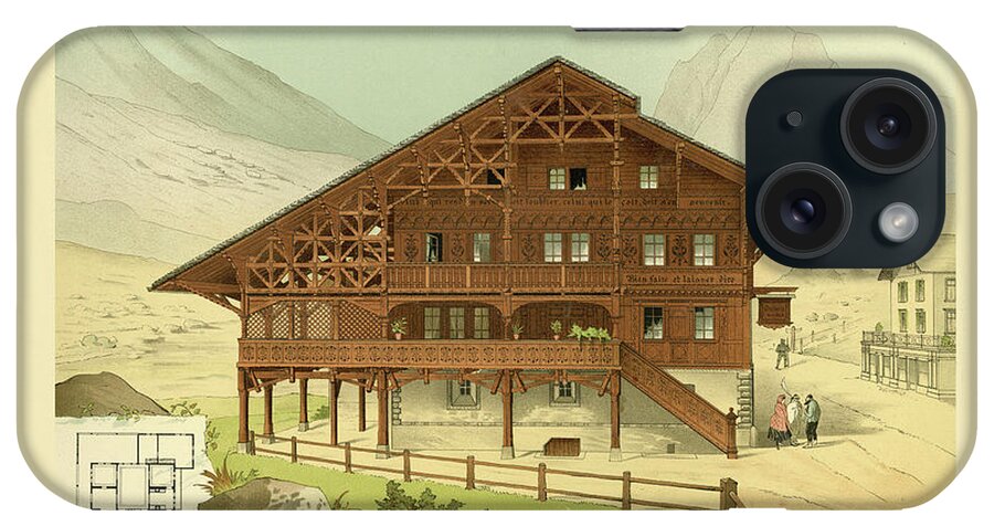 German iPhone Case featuring the painting Chalet in Maloja, Ober Engaden by Kuoini