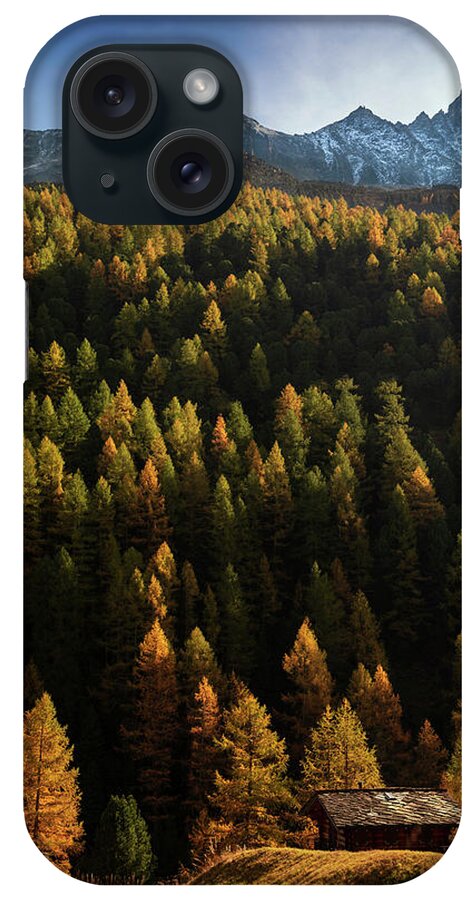 Chalet iPhone Case featuring the photograph Chalet surrounded by autumn by Dominique Dubied